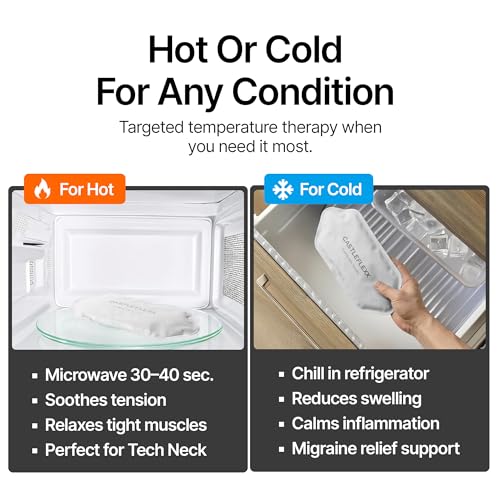 CastleFlexx Dual Hot & Cold Therapy Packs | Gel-Free, Flexible & Reusable for Neck, Shoulders, Joints & Muscles | Microwave & Freezer Safe | Ideal for Daily Relief - Stone - color: Stone