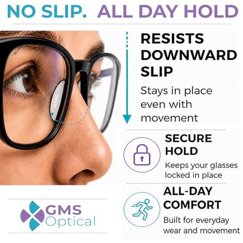 GMS Optical Adhesive Silicone Nose Pads for Glasses |1.3mm Ultra-Thin, 18mm Large | Non Slip Glasses Grips for, Sunglasses and Eyewear w/Super Sticky Backing, Eyeglass Accessories (10 Pairs, Black) - color: Black - 10 Pair