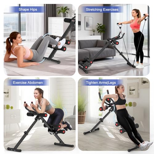 RELIFE REBUILD YOUR LIFE AB Workout Machine Adjustable Ab Trainer Machine Foldable Ab Cruncher Strength Training Equipment for Home Gym, Full Body Workout Equipment 440 LBS - color: Black