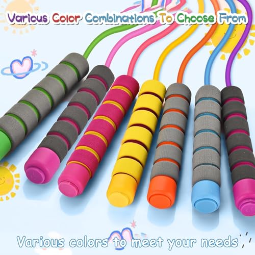 Jump Rope For Kids,Adjustable Soft Skipping Rope,Toddler Jump Rope With Skin-Friendly Foam Handles For Kids, Boys,Girls,Women, Men,Exercise Activity,Outdoor Fitness - color: 12-Pack(Rose Pink x4+Blue*4+Purple*4)