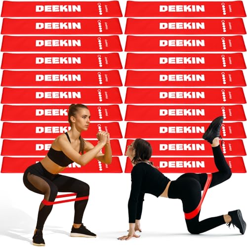 Deekin 20 Pcs Resistance Bands Resistance Loop Exercise Bands Exercise Equipment Elastic Drap Ring for Women and Men Home Fitness, Gym, Yoga - color: Red, size: 35-40 lbs