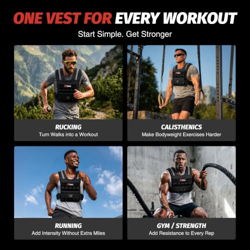 ZELUS Weighted Vest Men, 23lbs/36lbs/45lbs Adjustable Weight Vest with 10/16/20 removable Iron Weights and Reflective Strips, No-Bounce Design for Strength Training, Running, HIIT & Calisthenics - size: 45LB