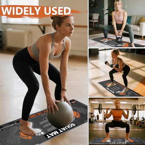 Non-Slip Squat Mat with Foot Position, Anti Slip Training Mat, Professional-Grade Exercise Mat Perfect for Squats, Squat Pads Can Activate Muscles, Versatility and Safety for Home Fitness Enthusiasts 31.5'' X 13.8'' - color: Gray