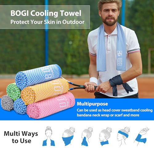 BOGI Cooling Towels for Neck and Face, Soft Breathable Cool Towel for Instant Cooling Stay Cool for Yoga, Sport, Gym, Camping, Running & More Activities - color: Pink, size: 47.00" x 14.00"