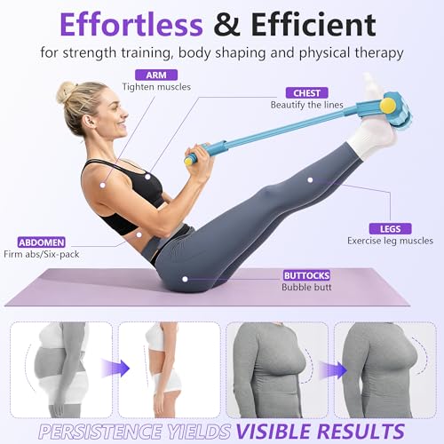 Upgraded Pedal Resistance Band with Handle, Soft Durable Fashion Puller Exercise with Thickened 6 Tension Ropes, Tube Pedal Resistance Device for Abdomen, Waist, Arm, Leg, Core/ABS - color: Blue