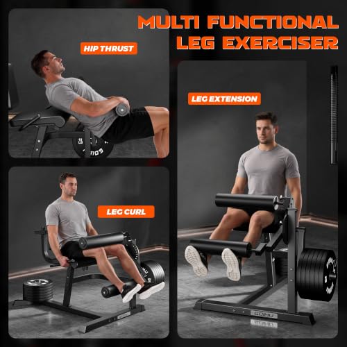Leg Extension and Curl Machine, 4 in 1 Lower Body Workout Machine, Adjustable Leg Curl Machine with Plate Loaded, Leg Extension Machine with Exercise Bench, Home Gym Weight Machine - style: Black with 190lbs Weight Plates
