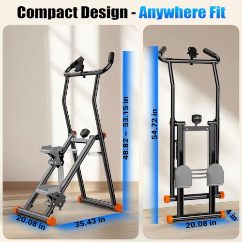 YYJO Foldable Stair Stepper 3 Adjustable Resistance Stair Climber with Handle Bar Cardio Exercise Machine for Home - color: Black Stepper with Resistance