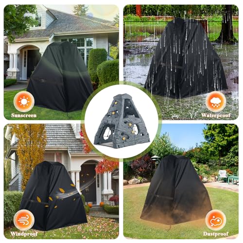 Outdoor Playhouse Cover - Dustproof Waterproof Wooden Kids Play Houses Protector for Outside, All-Weather - 82"Lx55"Wx78"H, Black - size: 82"Lx55"Wx78"H