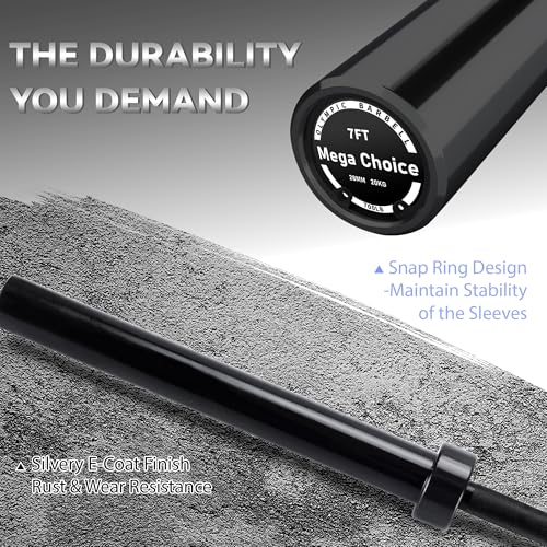 7FT/4 ft Home Gym Barbell Bar – 700LB/1500LB/500LB Capacity, Anti-Slip Knurling, Solid Steel, for Weightlifting, Strength Training - color: Black, size: 7FT-700lbs