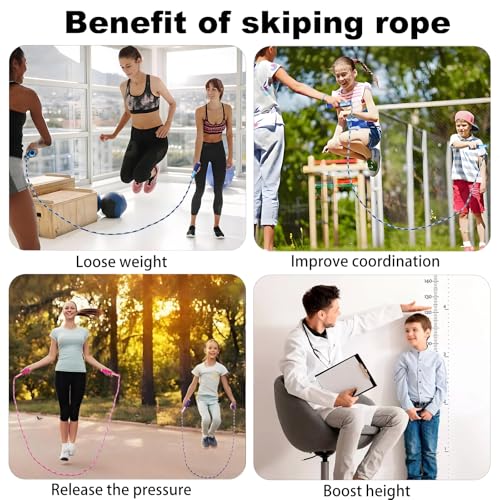 BIRDDIE Soft Beaded Jump Ropes, Adjustable Length Skipping Rope, Tangle Free Segmented Jumping Rope for Kids and Adults Exercise, Fitness 9.2 Ft - color: 8 Pack