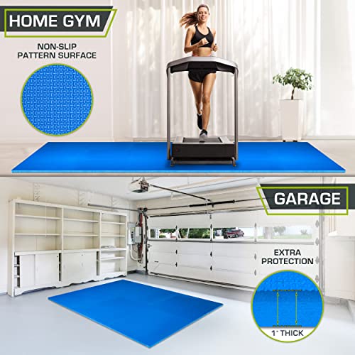 ProsourceFit Weaved Pattern Extra Thick Exercise Puzzle Mat 1-inch, EVA Foam Interlocking Tiles for Protective, Cushioned Flooring for Home and Gym Equipment; Blue, 72 SQ FT, 18 Tiles - color: Blue, size: 18 Pack (72 SQ FT)