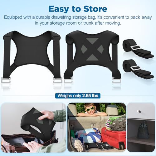 NOCOEX Moving Straps 2-Person for Lifting - Shoulder Lifting and Moving System with Back Support for Movers Easily & Safely Carry Furniture Appliance Mattresses Heavy Object Up to 880 lbs Like a Pro - color: Black