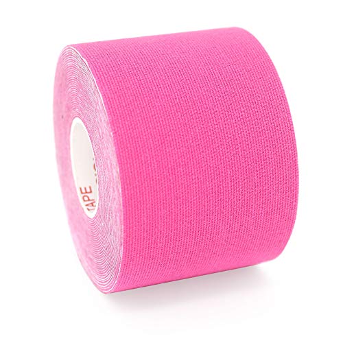 PRIOR FITNESS Aerial Hoop Tape, 5m/16.4ft x 5cm Anti Slip Lyra Hoop Grip Tape, Sweat Absorbent Stretch Textile Pole Dance Tape, No Residue Self Adhesive Hand Protective Tape for Aerial Hoop Ring - color: Pink