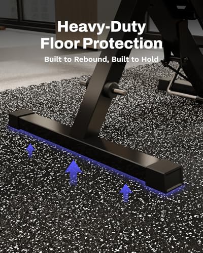 AIRHOP 0.56in Thick 24 Sq Ft Exercise Equipment Mats, 6 Tiles Upgraded Rubber Top with High Density EVA Foam, Large Interlocking Puzzle Gym Flooring for Home Gym, Heavy Weight Workout, 24 x 24in - color: Black/White, size: 24 Sq Ft (6 Tiles)