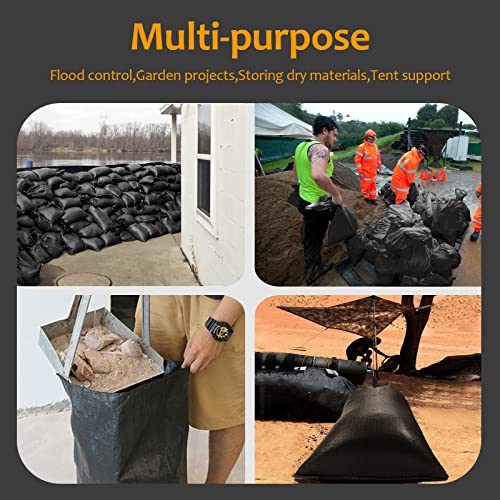 ASKIZ Heavy Duty Sand Bags with UV Protection - 16" x 25.5" Ultra Tough Polypropylene Sandbags for Hurricane Flooding (Black 100 Bags) - color: 100 PACK