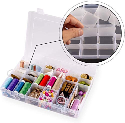Plastic Organizer Container Box 36 Compartments Jewelry Storage Box with Adjustable Dividers (3 Pack) - color: 3 Pack