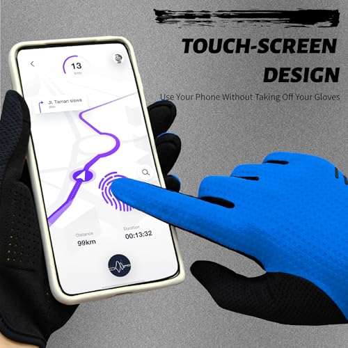VXW Bike Gloves for Men Women Cycling - with Reflective Strips &Anti-Slip Shock-Absorbing Pad for Bicycle/Mountain Bike/Workout/MTB/Gym - color: Sapphire Blue, size: X-Large
