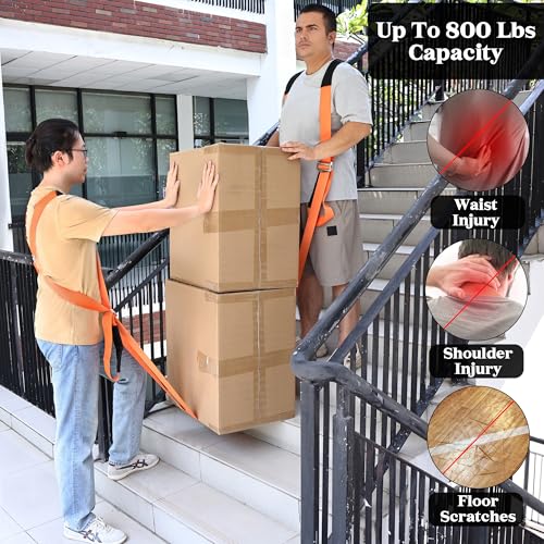 DEYACE Moving Straps 2-Person Lifting Straps for Moving Item up to 800 lbs - color: Orange