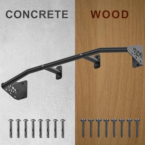 SELEWARE Heavy Duty Wall Mount Pull Up Bar, Joist Mount Chin Up Bar for Doorway, Sturdy Steel Construction, w/Resistance Band Hooks, Fits 32"/36" Wall Studs for Home Gym Strength Training - size: B: 36" x 1.3" Dia Grip