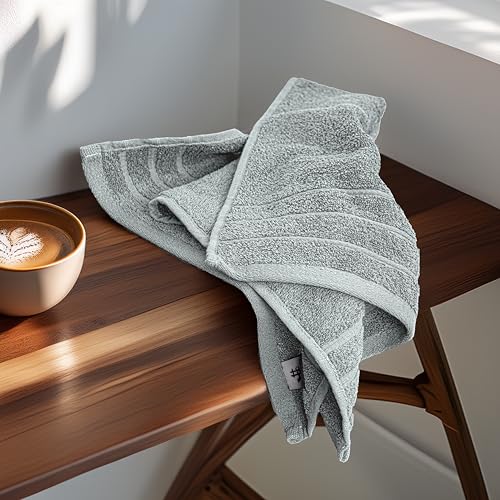 Tens Towels Pack of 6 Hand Towels, 100% Cotton, Lighter Weight, Quick to Dry, 16 x 28 Inches, Super Soft & Absorbent, Perfect for Bathroom & Kitchen, Cool Grey - color: Silver Grey