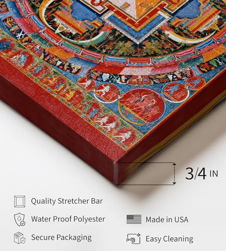 Monem Art Vintage Mandala of Jnanadakini Canvas - Retro Six-Armed Goddess Print - Tibet Art - Gift for Men & Women - Wall Decor for Living Room, Bedroom or Office - Available in 8x10 to 30x40 - color: Style-12