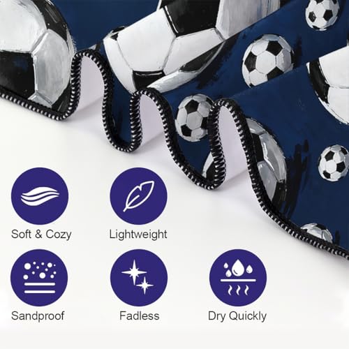 World Cup Themed Soccer Beach Towel, 36"x72" Sand Free Quick Dry Microfiber Towel Gifts for Match Day Lovers - color: Sport-4