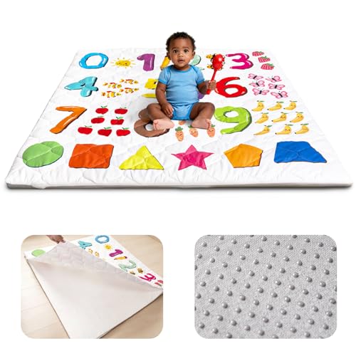 Baby Play Mat, 50x50 Playpen Mat with Machine Washable Cover | Removable, Thicken Cushioning Playmats for Baby, Non-Slip Bottom, Easy to Clean for Infants, Number - color: Number, size: 50" X 50"