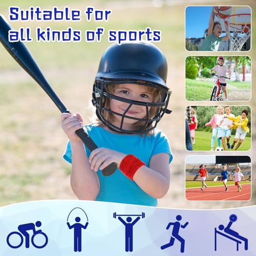Lounsweer Wrist Sweatbands Bulk for Kids Adult Teams Sweat Bands Sports Wristband Athletic Neon Sweatbands for Football Basketball Tennis Running Gym Party Gifts - color: Red, Royal Blue, White, Black
