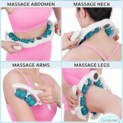 COZLOW Cellulite Massage Roller - Green - Anti-Cellulite Massager with Detachable Roller Handles for Thighs, Legs & Buttocks - Fascia Massage Tool for Lymphatic Drainage & Deep Tissue Therapy - color: Green