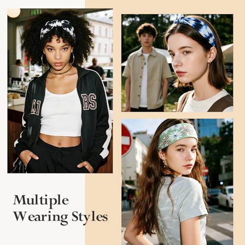 HSEM Sports Headbands for Women – 6 Pack Stretchy Non-Slip Wide Hair Bands – Soft Thick Elastic Sweatbands for Workout, Washing Face, Makeup, Running, Spa & Daily Fashion 1 Green Floral 5 Mixed 2-10 - color: X-Colorful-2-10