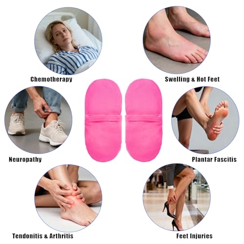 Reusable Cold Therapy Socks, Ice Pack for Feet Heels Injuries Swelling, Cold Pack Socks for Feet, Therapy Socks for Plantar Fasciitis, Neuropathy Chemotherapy, Pain Relief for Foot Ankle (Pink) - color: Pink