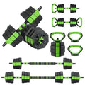 Adjustable Dumbbell Set, 44/66/88Lbs 4-in-1 Free Weights for Home Gym, Converts to Kettlebell & Barbell with Connector, Non-Slip Grip, Ideal for Men & Women Strength Training - color: Black Green