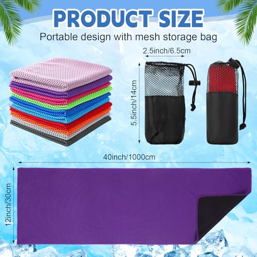 Peryiter 20 Pack Cooling Towels Bulk for Neck and Face Cooling Towel for Hot Weather Quick Dry Sweat Towel Soft Breath Portable with 20 Storage Bags for Gym Yoga Athletes Sports Fitness - size: 12 x 40 Inch