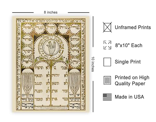 Poster Master Vintage Antique Shiviti Plaque Poster - Retro Jewish Print - Hebrew Art - Spiritual Art - Gift for Men & Women - Wall Decor for Bedroom, Living Room or Dorm - 8x10 UNFRAMED Wall Art - color: Style-14, size: 8"L x 10"W