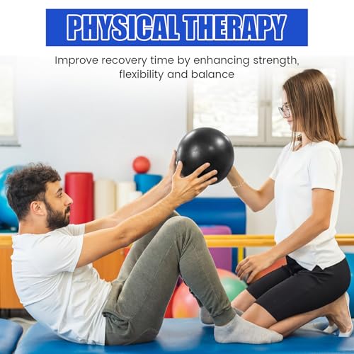 40 Pcs 9 Inch Bulk Pilates Balls Resistance Bands Set 20 Mini Bulk Exercise Balls Yoga 20 Resistance Loop Exercise Bands for Stability Fitness Physical Strength Office Training Gym - color: Black
