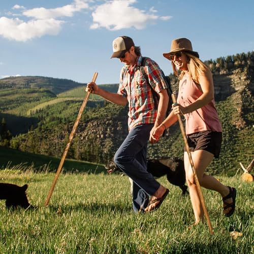 Handmade Wooden Walking Cane for Men Women Seniors with Genuine Leather Wrist Strap for Hiking, Walking and Outdoor Trekking - Made in USA - size: 48" - Medium Adult, style: Pace Setter