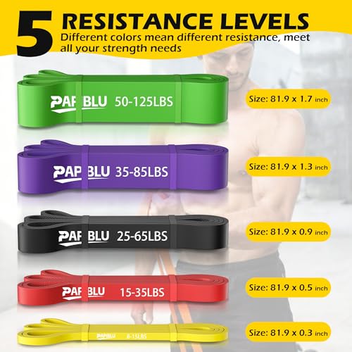 Pull Up Bands, Resistance Bands Set for Pull-Up Assistance, Exercise Bands with Door Anchor & Grip Pads for Men & Women Working Out, Physical Therapy, Muscle Training - color: Multicolor