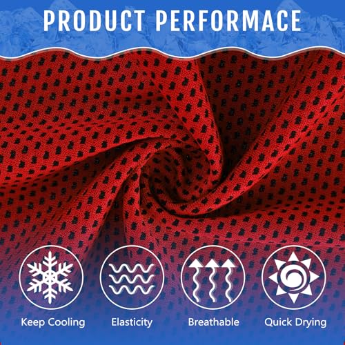 Hosuly 6 Pack Cooling Towels 40"x12" Ice Towel Cooling Neck Wraps Soft Breathable Chilly Stay Cool in Summer for Sports Yoga Golf Gym Activities(Red) - color: Red