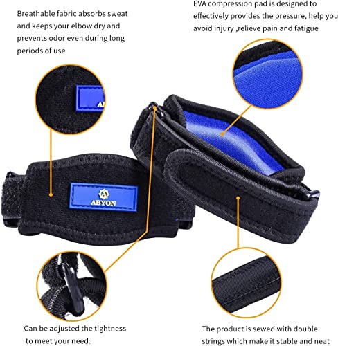 ABYON Compression Elbow Support, 1 Piece Compression Sleeve + 2 Pcs Tennis Elbow Pads for Men Women Pain Relieves Tendonitis, Arthritis, Tennis Elbow, Epicondylitis - color: Black, size: X-Large