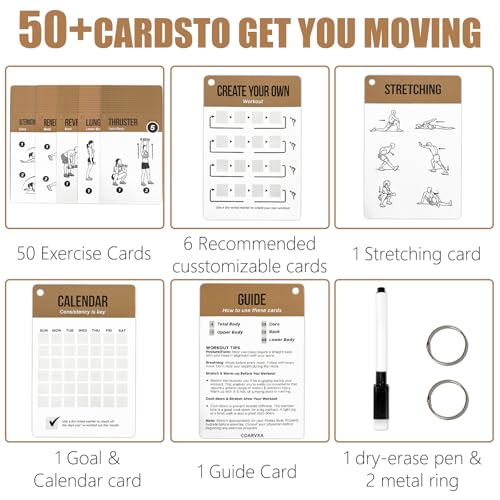 Dumbbell Cards for Women & Men-50 Dumbbell Workout Cards，Includes 2 Rings& Dry-Erase for Easy Organization-Home, Gym or Studio (Dumbbell) - color: Dumbbell