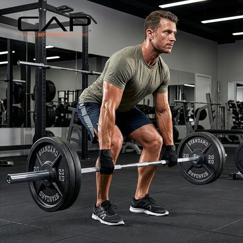 CAP Olympic Barbell - 5FT, 6FT, & 7FT Strength Training Weight Bars, Multiple Options - size: 7 ft (85") - Chrome, style: Elite