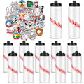 Baseball Party Favors, 12 Pack Baseball Water Bottles with 300 PCS Stickers, 20 oz Sports Squeeze Bottle, BPA-Free Reusable Water Bottles Bulk for Boys, Gifts For Team - style: 1# 12 Pack-Baseball