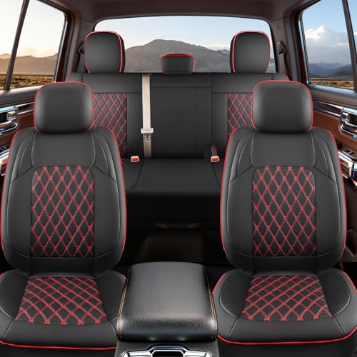 Umbrauto for Ram Custom Seat Covers, Nappa Leather Truck Seatcovers Compatible with Ram 2009-2025 1500 Crew Quad Cab & 2500 3500 Mega Cab - size: Full Set(Flat Front+Flat Rear)