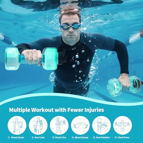 Water Weights for Pool Exercise Set of 2, Aquatic Exercise Dumbbells with Non-slip Handle, PE Materials Water Dumbbell Aerobics for Water Aerobics Weight Loss - color: Green