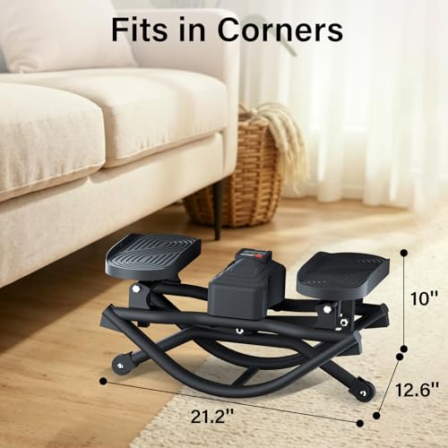Rock Stepper for Exercise at Home, Low-Impact Side to Side Rocking Stair Stepper with Resistance Bands, Full Body Home Fitness Workout Equipment, 330LBS Weight Capacity