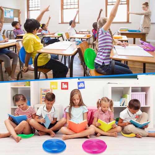 Jerify 4 Pcs Wiggle Seat Flexible Inflated Wobble Cushion Stability Balance Pad Balance Disc Sensory Seat for Men Women Fitness Physical Exercise Improving Posture Home Office - color: Fresh Colors
