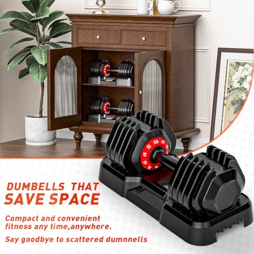 25/55lb Pair Adjustable Dumbbell Set, Adjustable Dumbbells Set of 2, 5 in 1/10 in 1 Free Weights Dumbbells Set with Anti-Slip Texture Handle, Weight Set For Home Gym Suit both Men and Women - color: Pro-10Weights-55LBS