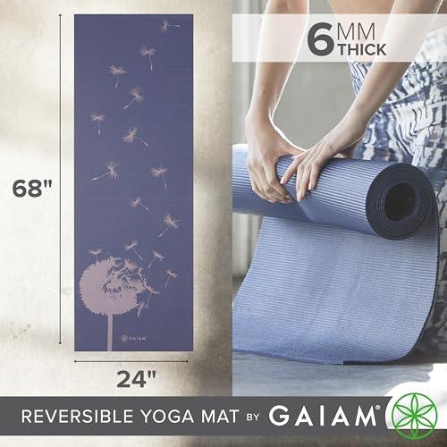 Gaiam Yoga Mat - Premium Print Reversible Extra Thick Non Slip Exercise & Fitness Mat for All Types of Yoga, Pilates & Floor Workouts - color: Dandelion Fossil