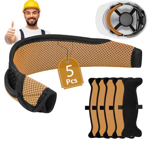 5 Pcs Hard Hat Sweatbands | 3-Layer Fabri Hard Hat Liner Accessories,Orange | Washable 3-Layer Fabri Hard Hats Accessories for Safety & Welding Helmets,Reusable,Cotton,Replacement,Cooling 3D Mesh Design - color: Orange, size: (5Pcs Sweatband)11.8"×3.15"
