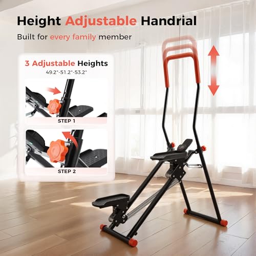 Stair Stepper for Home Gym,2.0 Stair Climber with 3-Level Adjustable Resistance&2 Incline,Extra-Wide Non-Slip Pedals - color: Black, size: 2.0